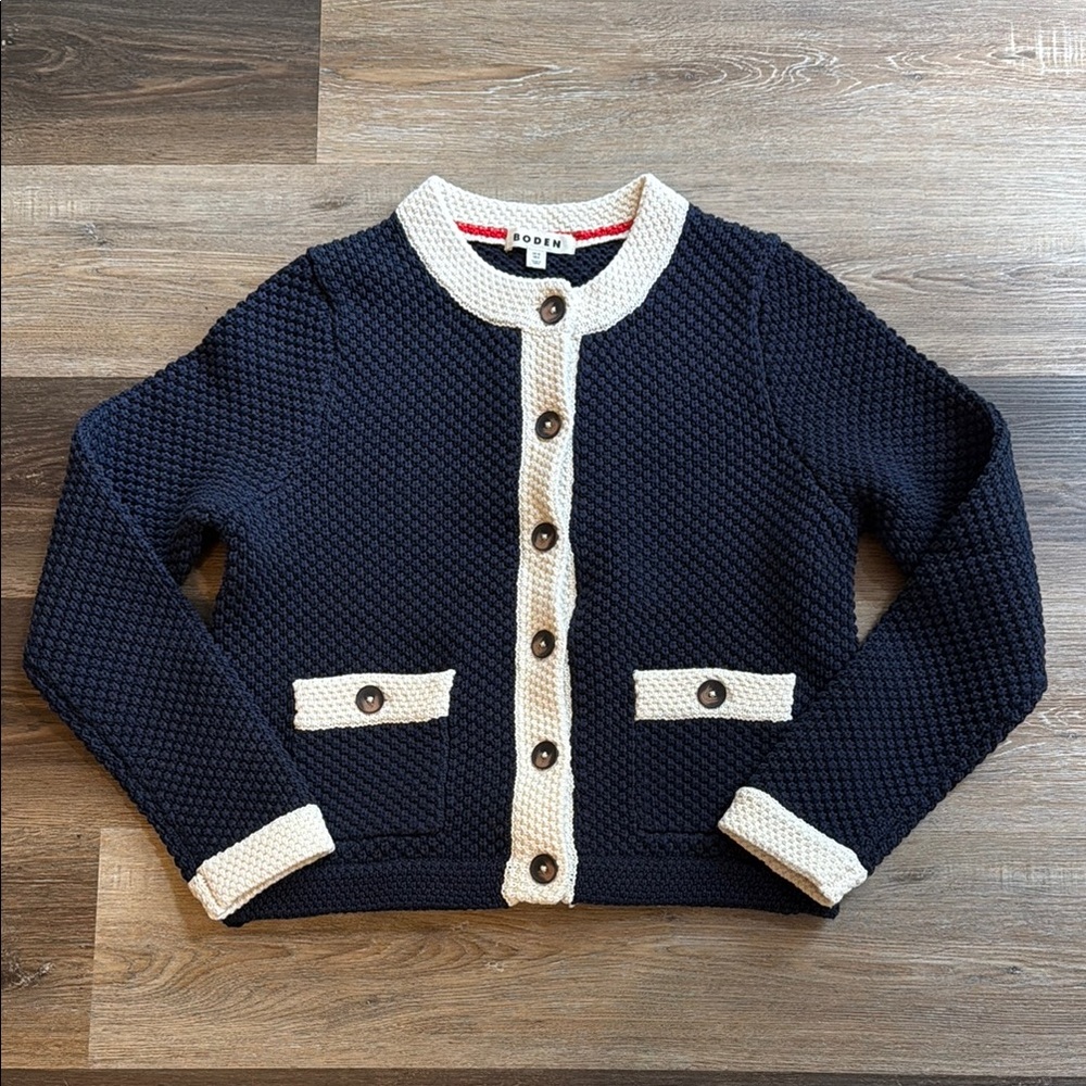 Boden Libby Knitted Jacket in Navy